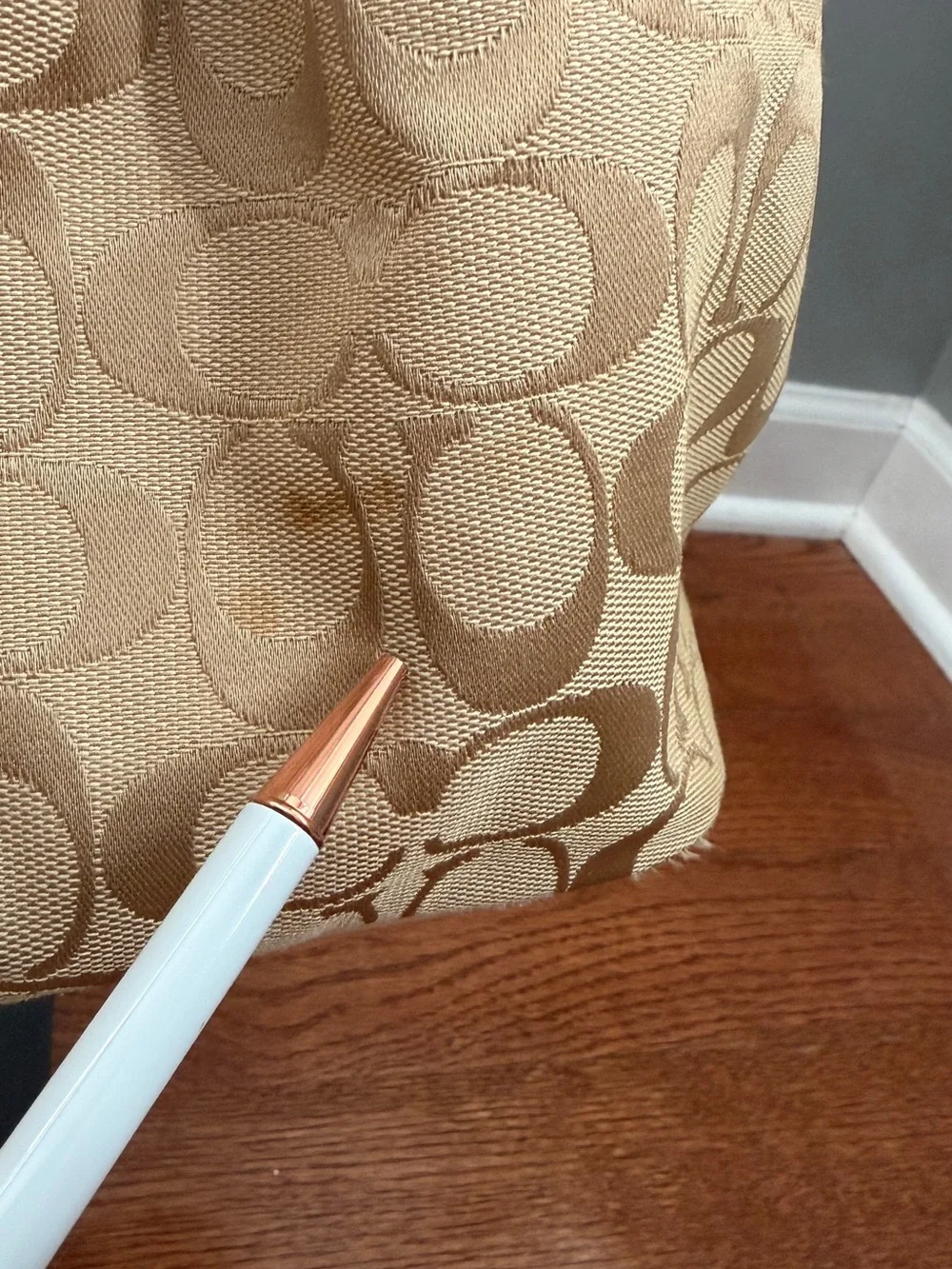 Coach Signature Stripe Drawstring Carryall Bag